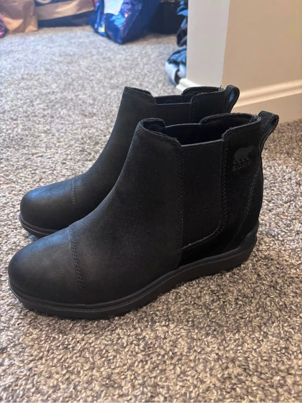Sorel Black Chelsea Ankle Boots for Women - Slip-On Suede Look